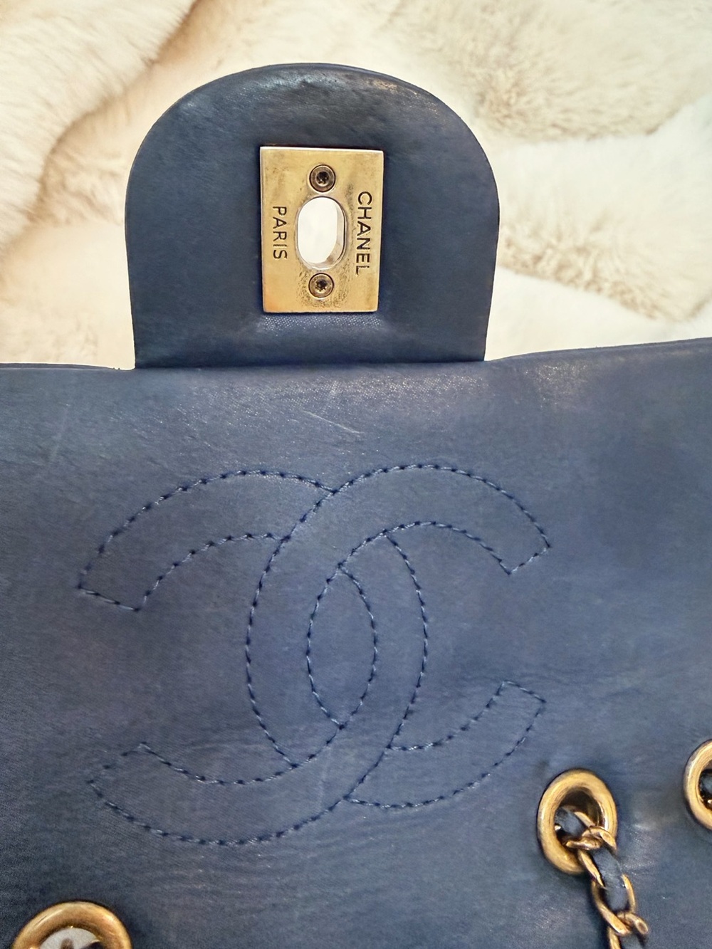 Chanel Navy Blue Quilted Whipstitch Single Flap Bag - Picture 10 of 13